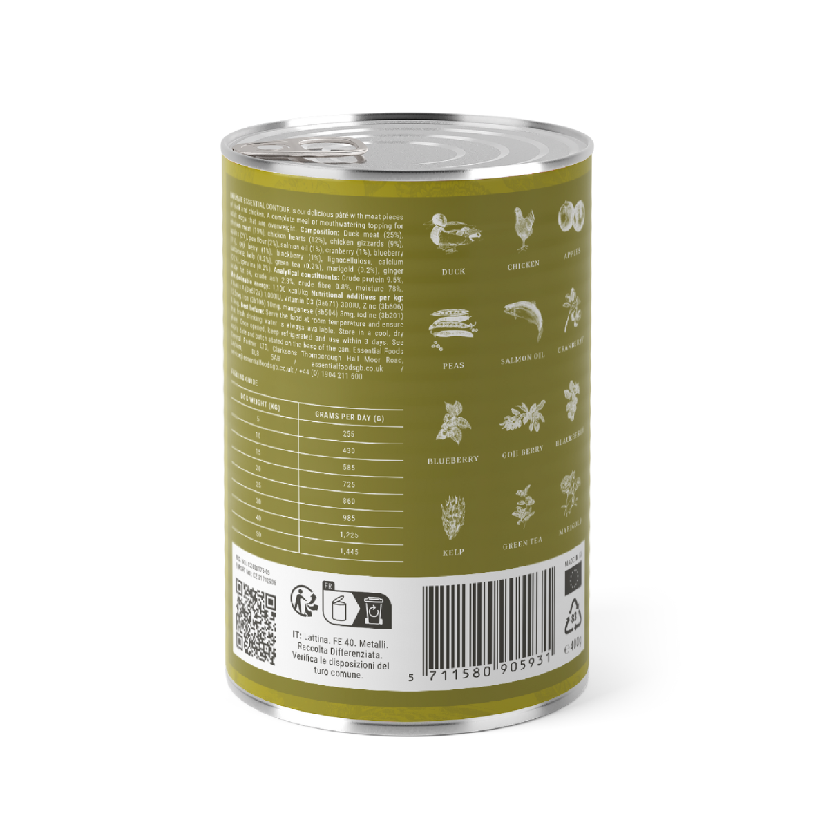 ESSENTIAL canned food for dogs with duck and chicken CONTOUR 400 g