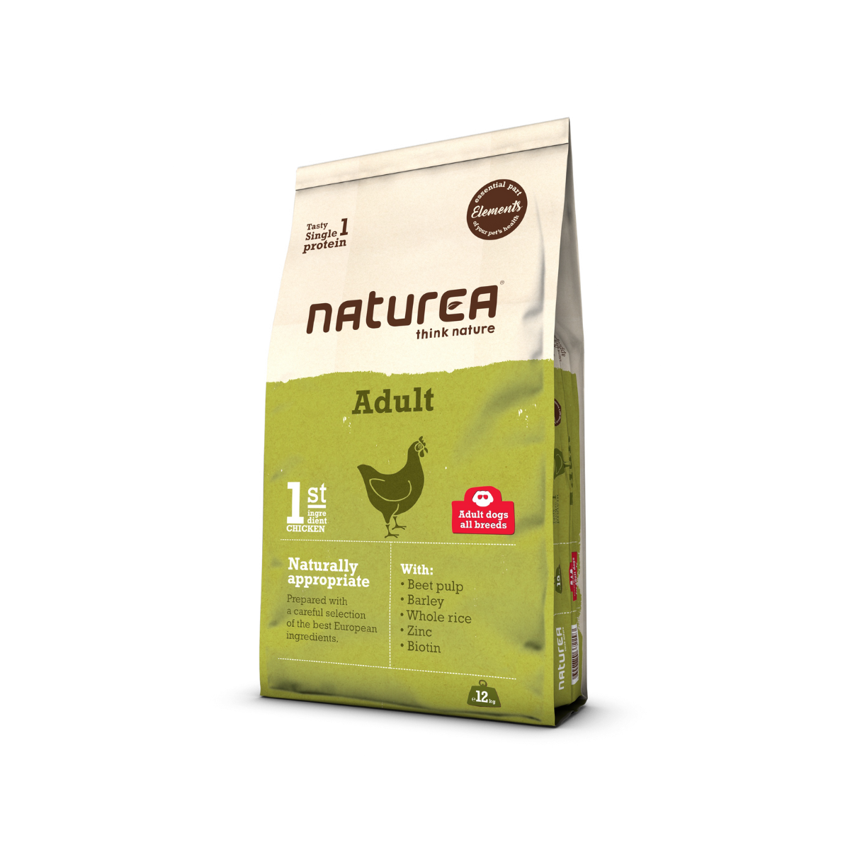 Wholesome balanced daily food NATUREA ELEMENTS for adult dogs of all breeds with chicken meat