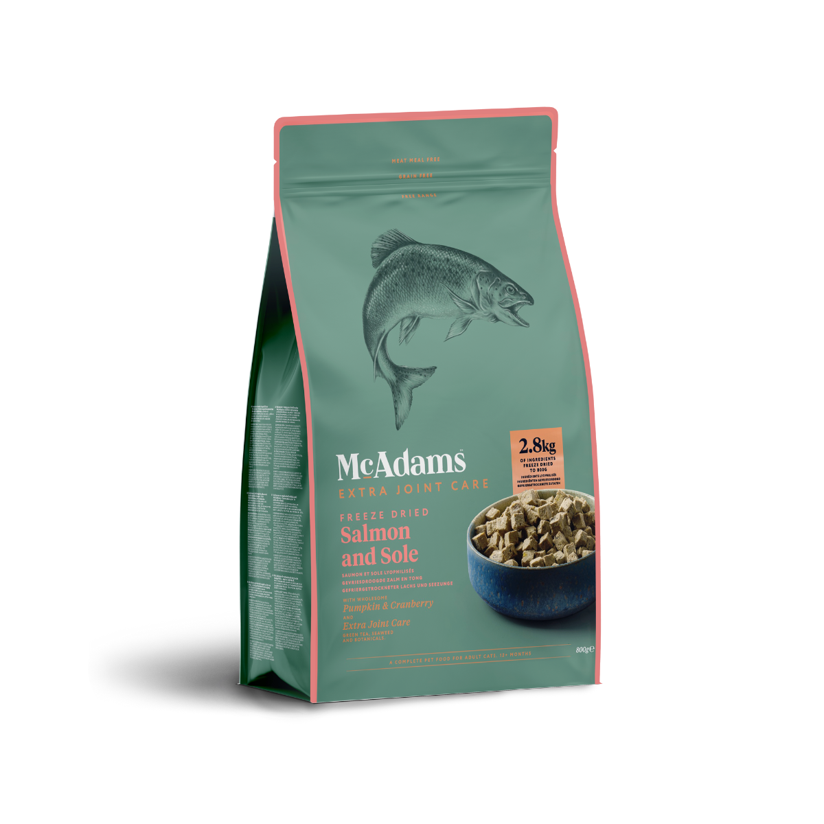 McAdams lyophilized food for adult cats with 80% salmon and Platichthys flesus 200 g