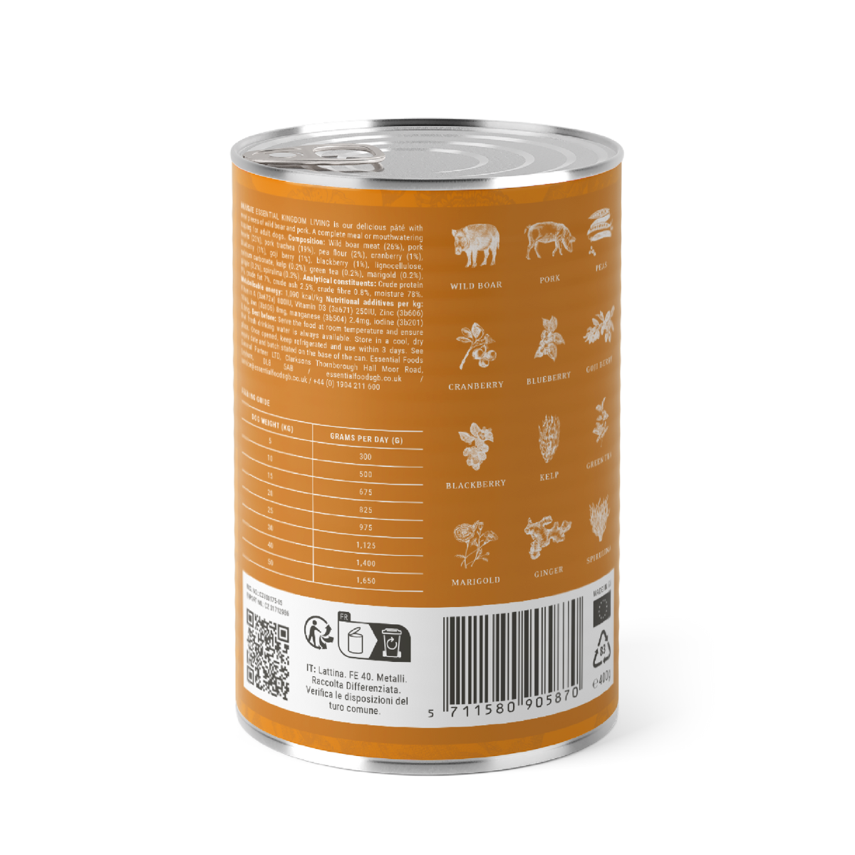 ESSENTIAL canned food for dogs KINGDOM LIVING with wild boar and pork meat 400 g