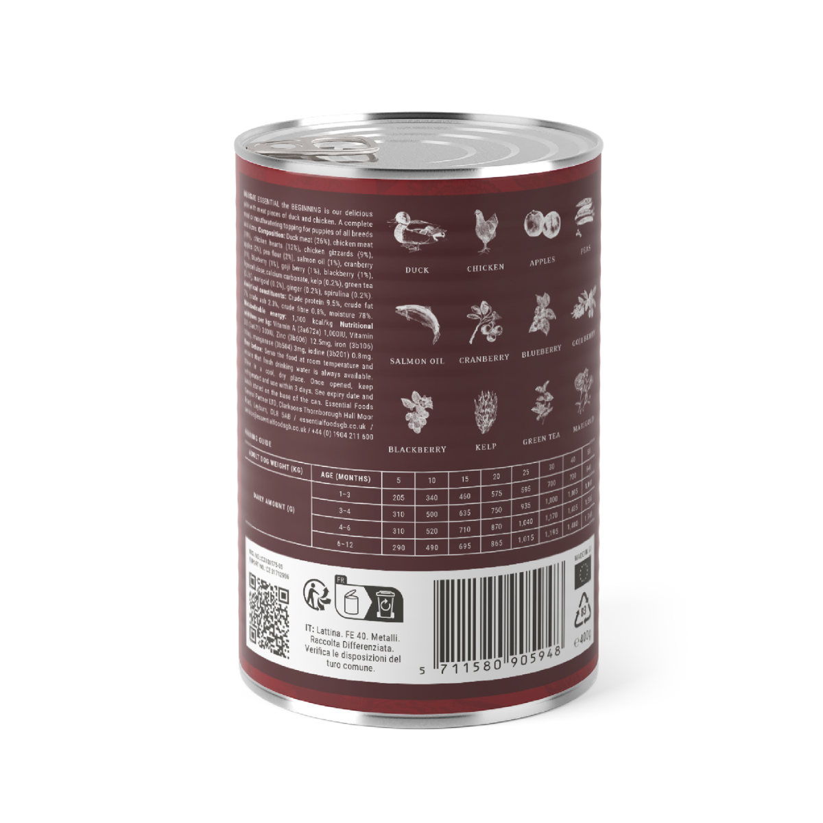 ESSENTIAL CANNED FOOD FOR PUPPIES THE BEGINNING with duck and chicken meat 400 g