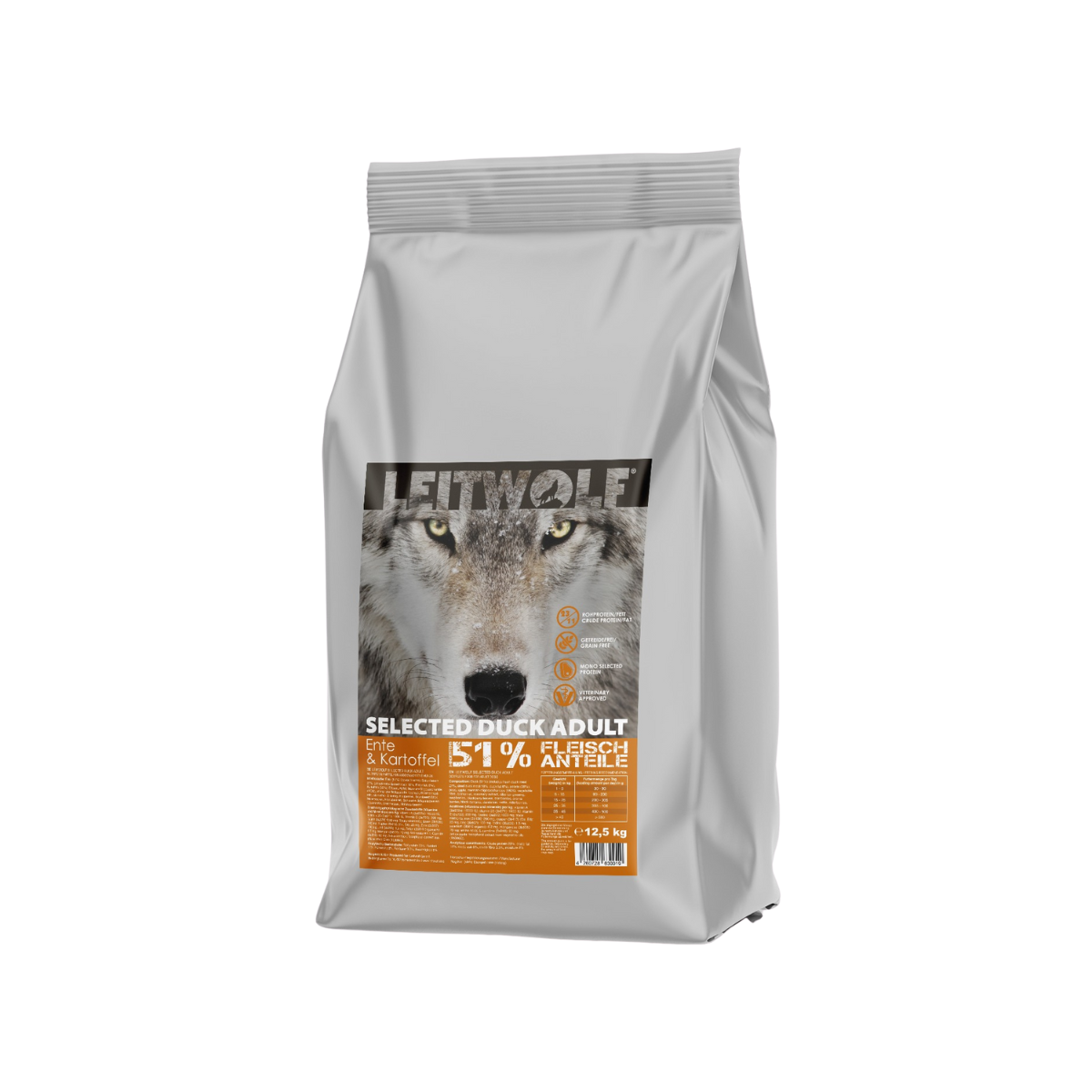 LEITWOLF hypoallergenic feed for adult dogs with duck meat SELECTED DUCK ADULT