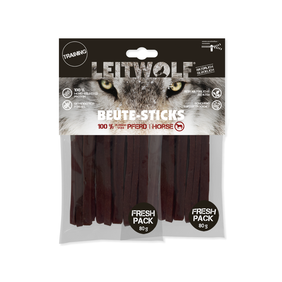 LEITWOLF gardumu nūjiņas ar zirga gaļu BEUTE-STICKS PFERD STICKS 160g