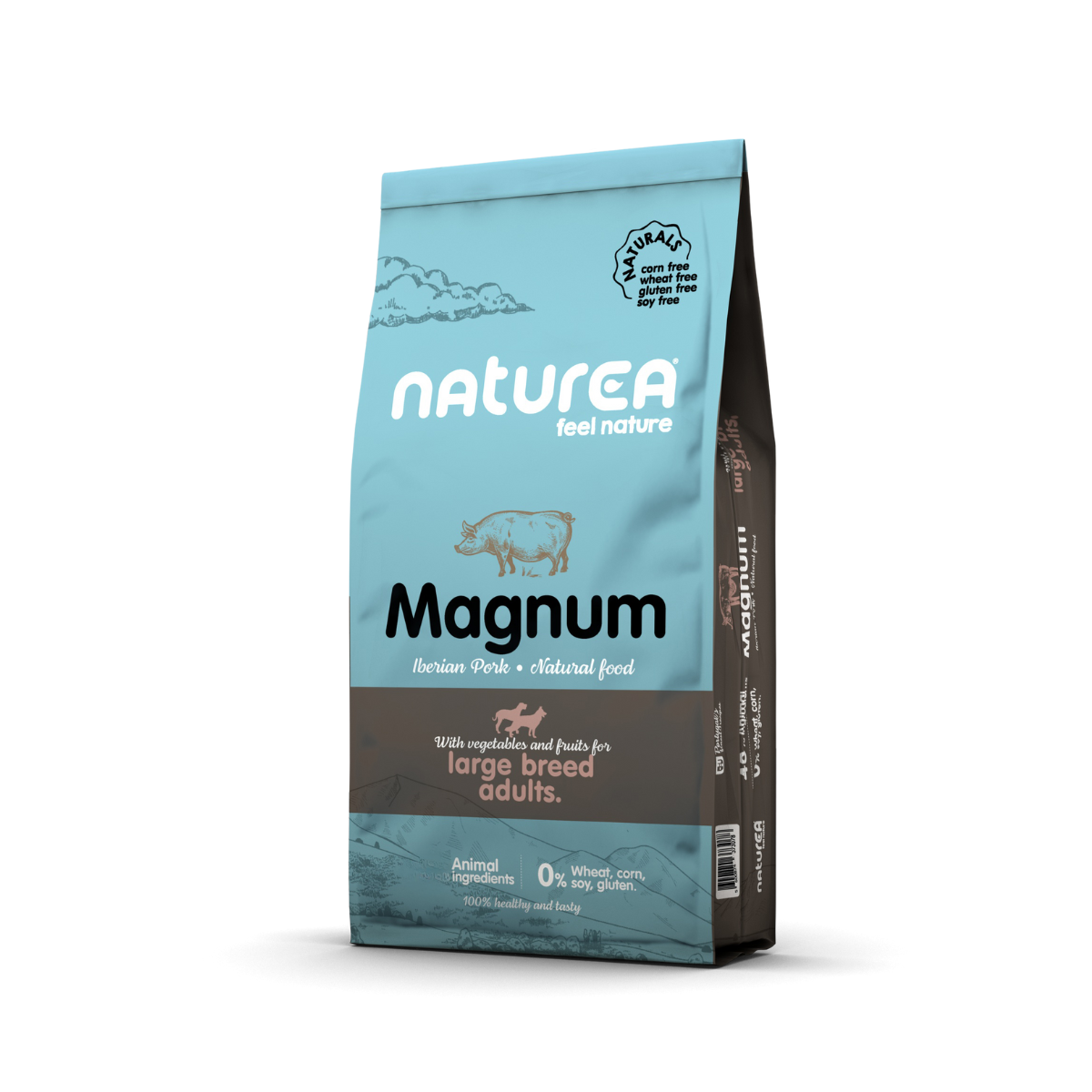 Augstvērtīga barība ar Ibērijas cūkas gaļu pieaugušiem lielo šķirņu suņiem Naturea MAGNUM