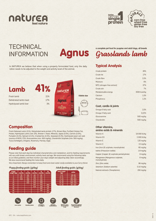High-quality food with lamb meat for adult dogs Naturea Grasslands lamb AGNUS