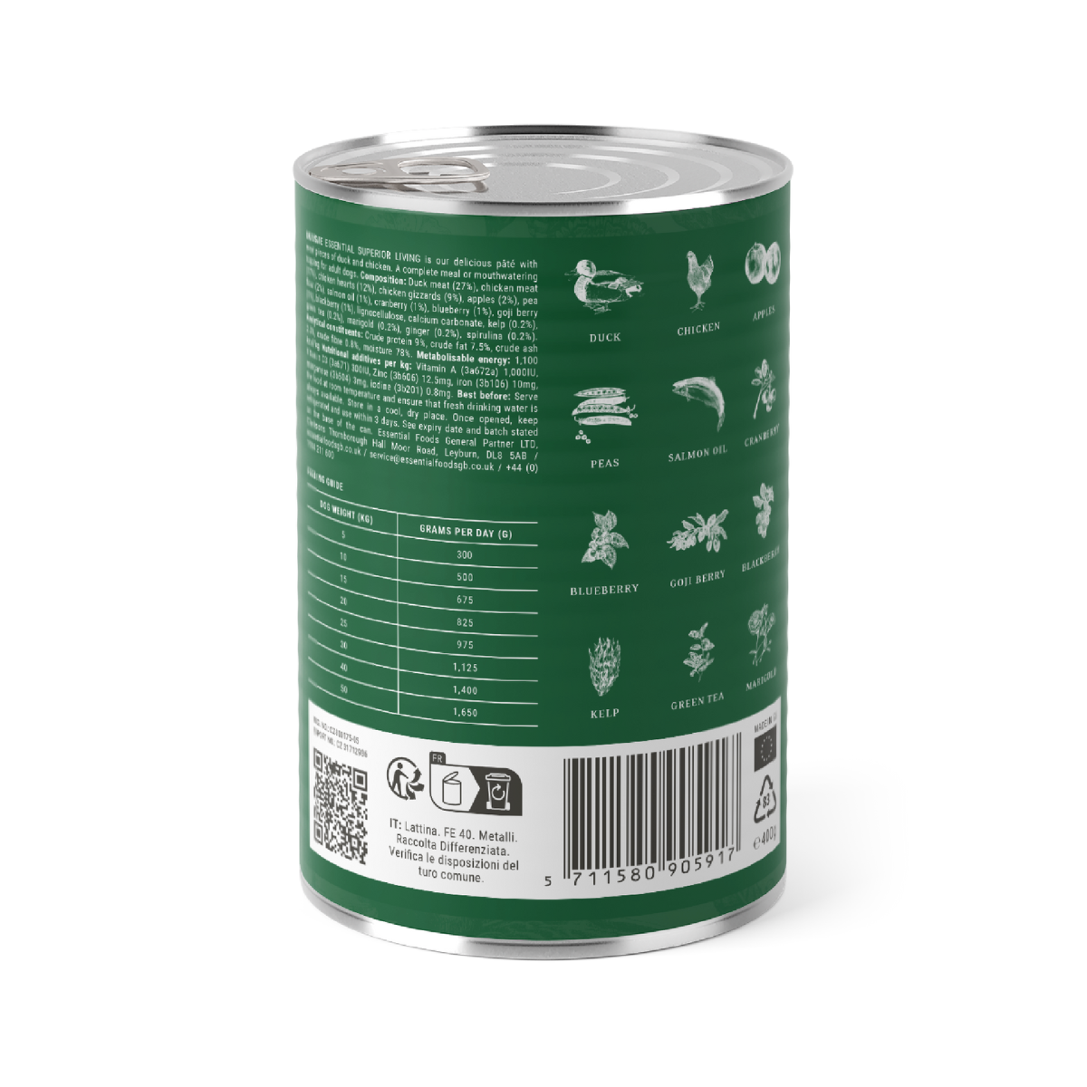 ESSENTIAL canned food for dogs with duck and chicken SUPERIOR LIVING 400 g