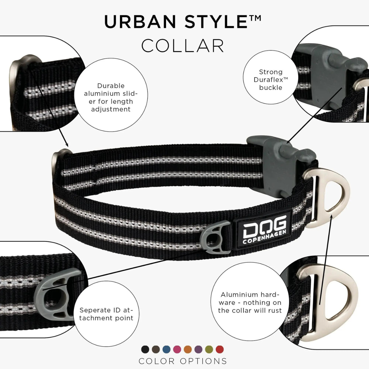 Urban Style™ collar with reflective elements BLACK