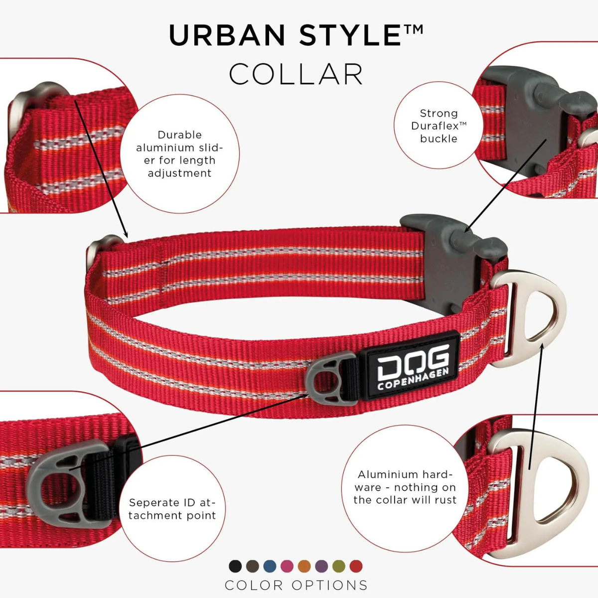 Urban Style™ collar with reflective elements RED