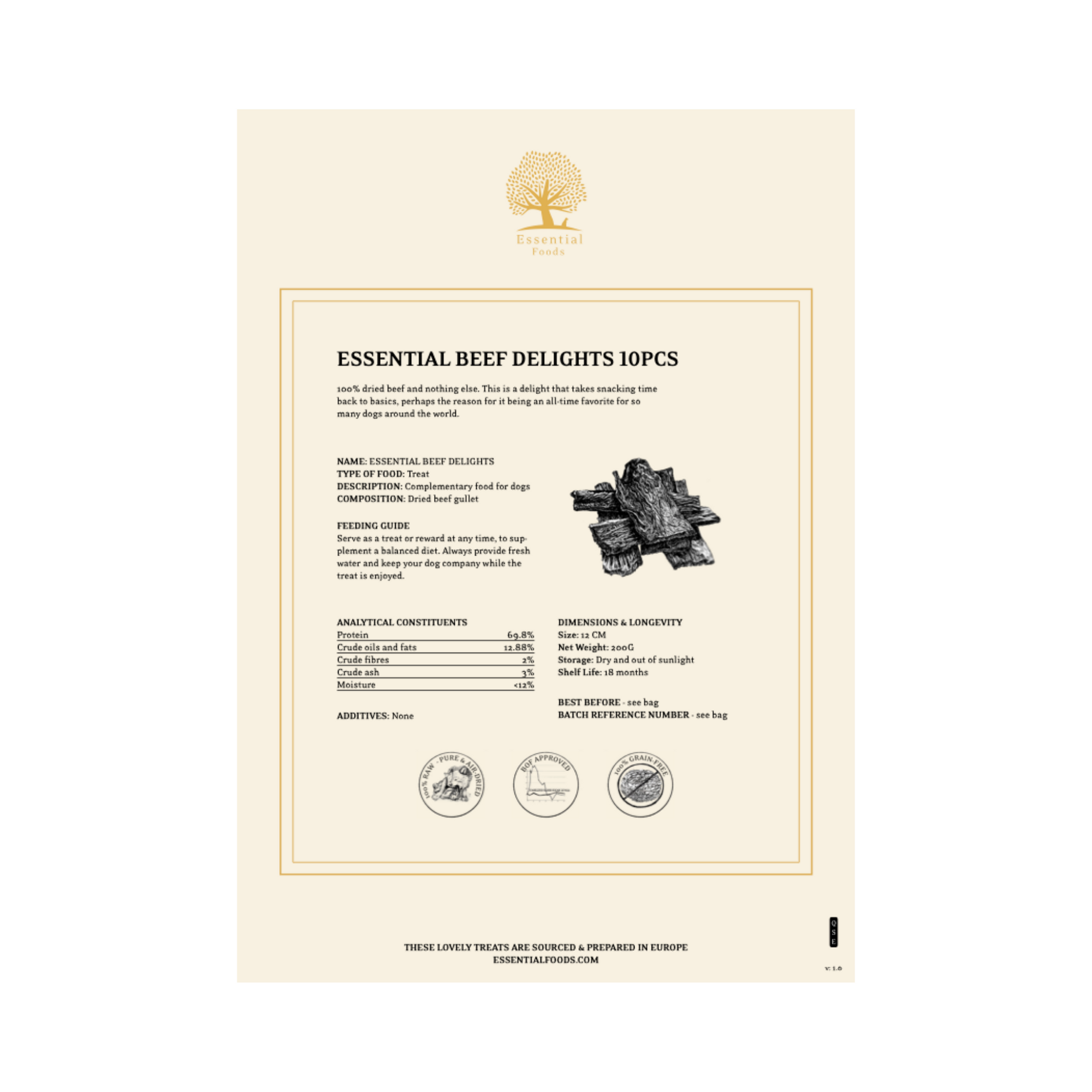 ESSENTIAL Beef treats for dogs DELIGHTS 150 g