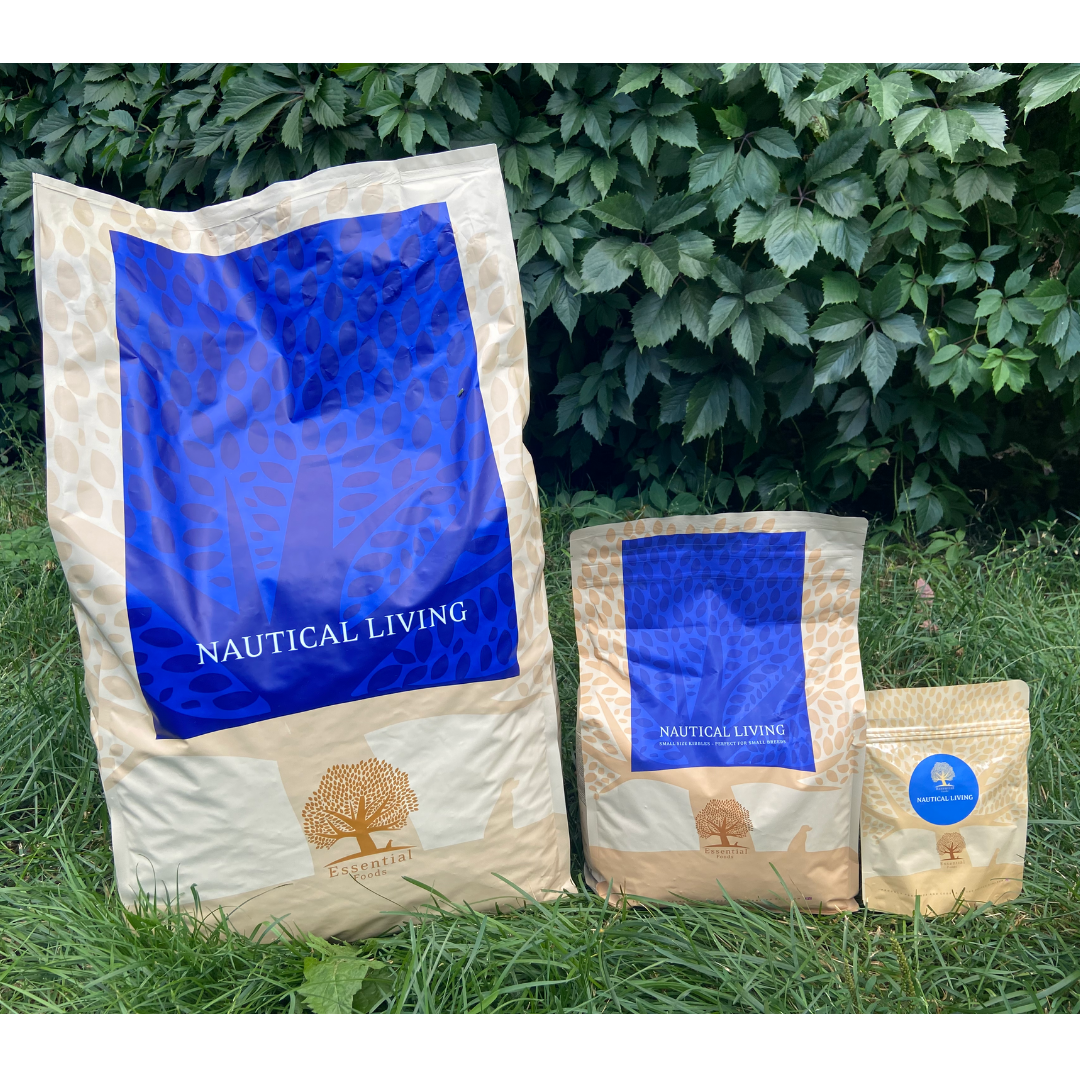 77% Scottish salmon, trout, herring, seasonal fish, eggs Super premium dairy-free feed for adult dogs of small breeds up to 15kg NAUTICAL LIVING