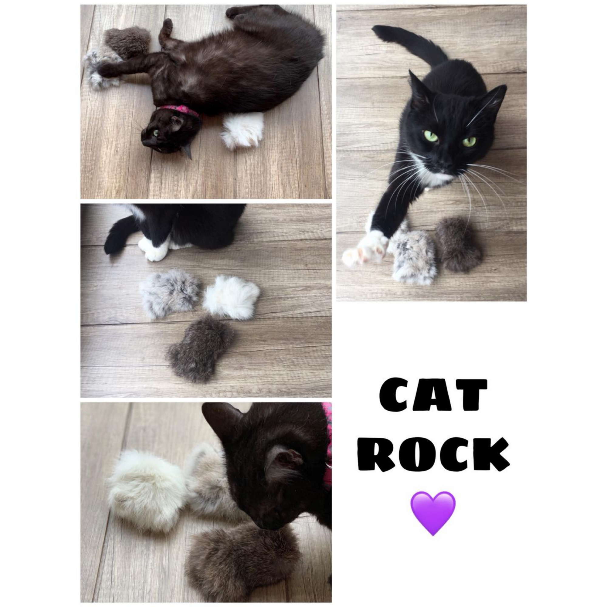 Toys for cats made of natural rabbit and sheepskin
