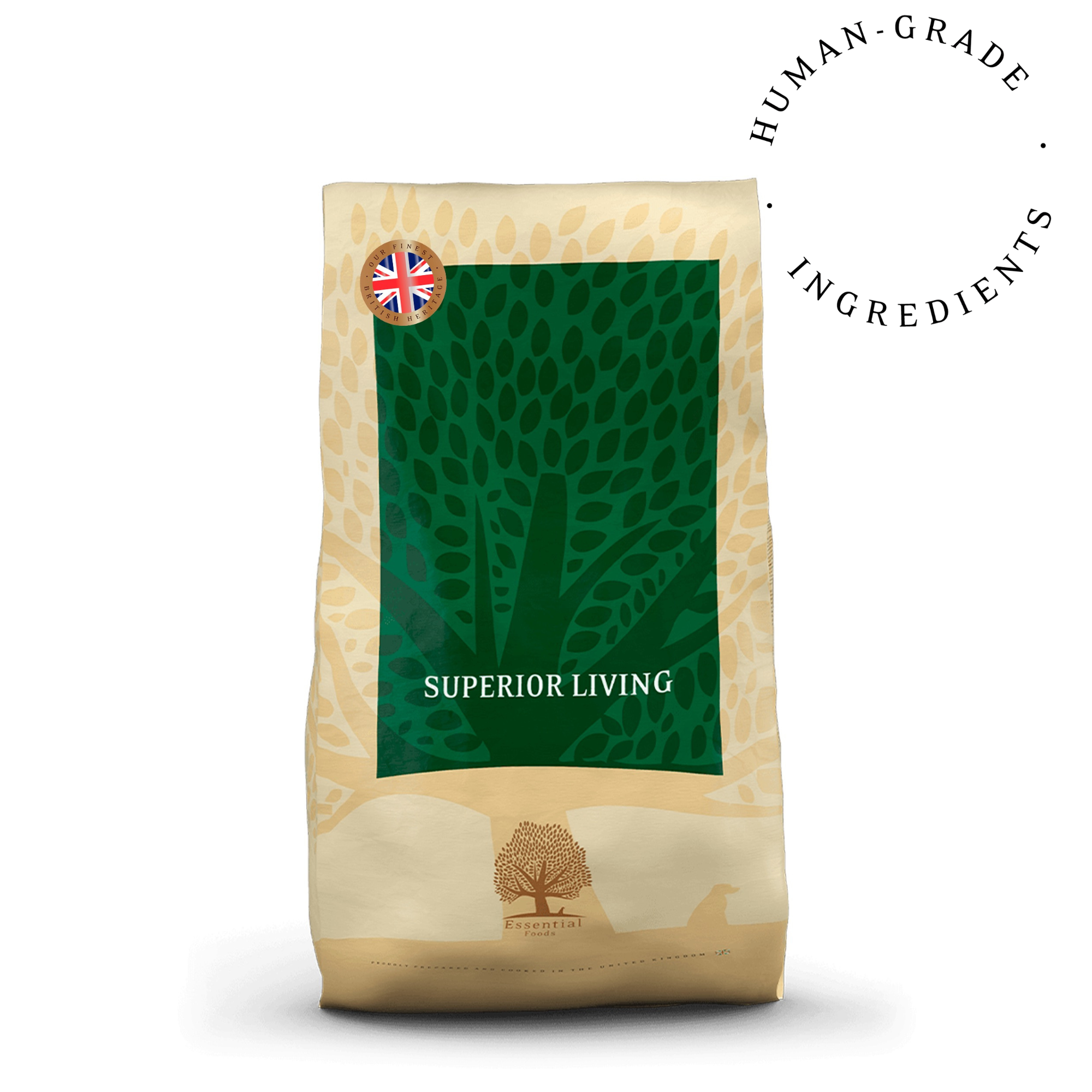 83% gaļas pīle, cālis, lasis, forele, olas Super premium bezgraudu barība pieaugušiem suņiem ar svaru virs 15kg SUPERIOR LIVING