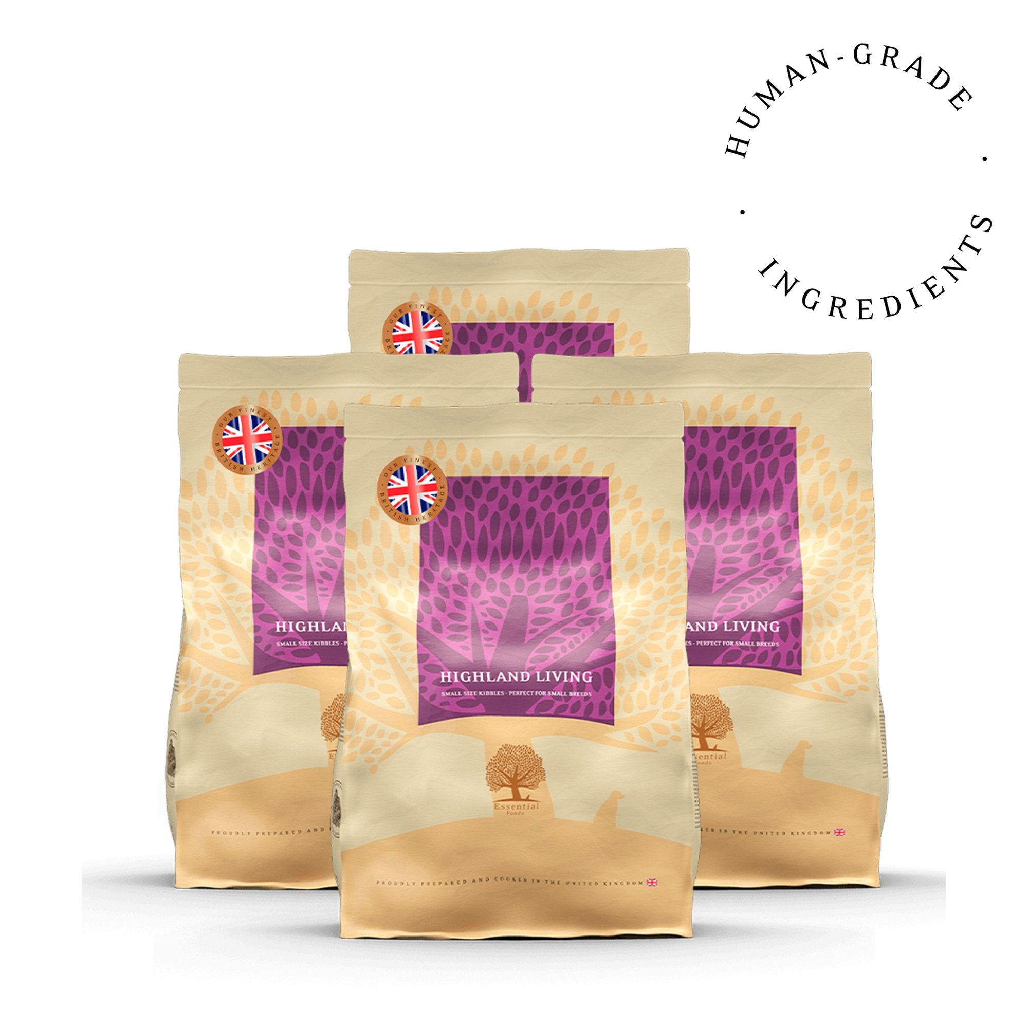 81% gaļas Norfolkas tītars, Angus liellops, irbe, balodis, pīle, lasis, olas Super premium bezgraudu barība mazo šķirņu pieaugušiem suņiem ar svaru līdz 15kg HIGHLAND LIVING