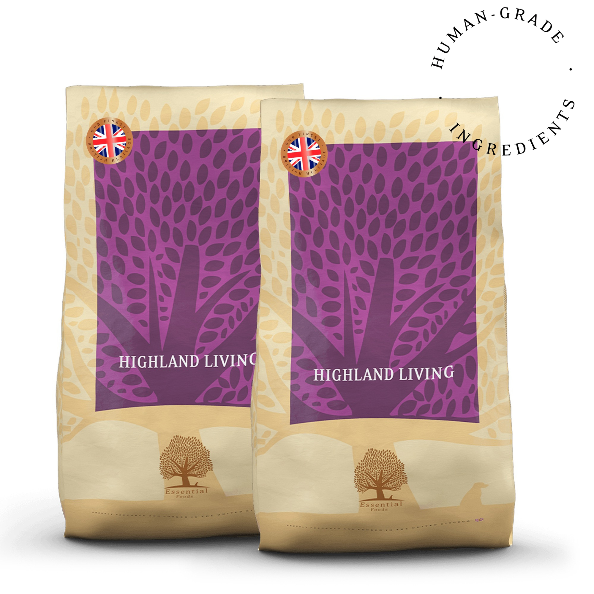 81% gaļas Norfolkas tītars, Angus liellops, irbe, balodis, pīle, lasis, olas Super premium bezgraudu barība pieaugušiem suņiem ar svaru virs 15kg HIGHLAND LIVING