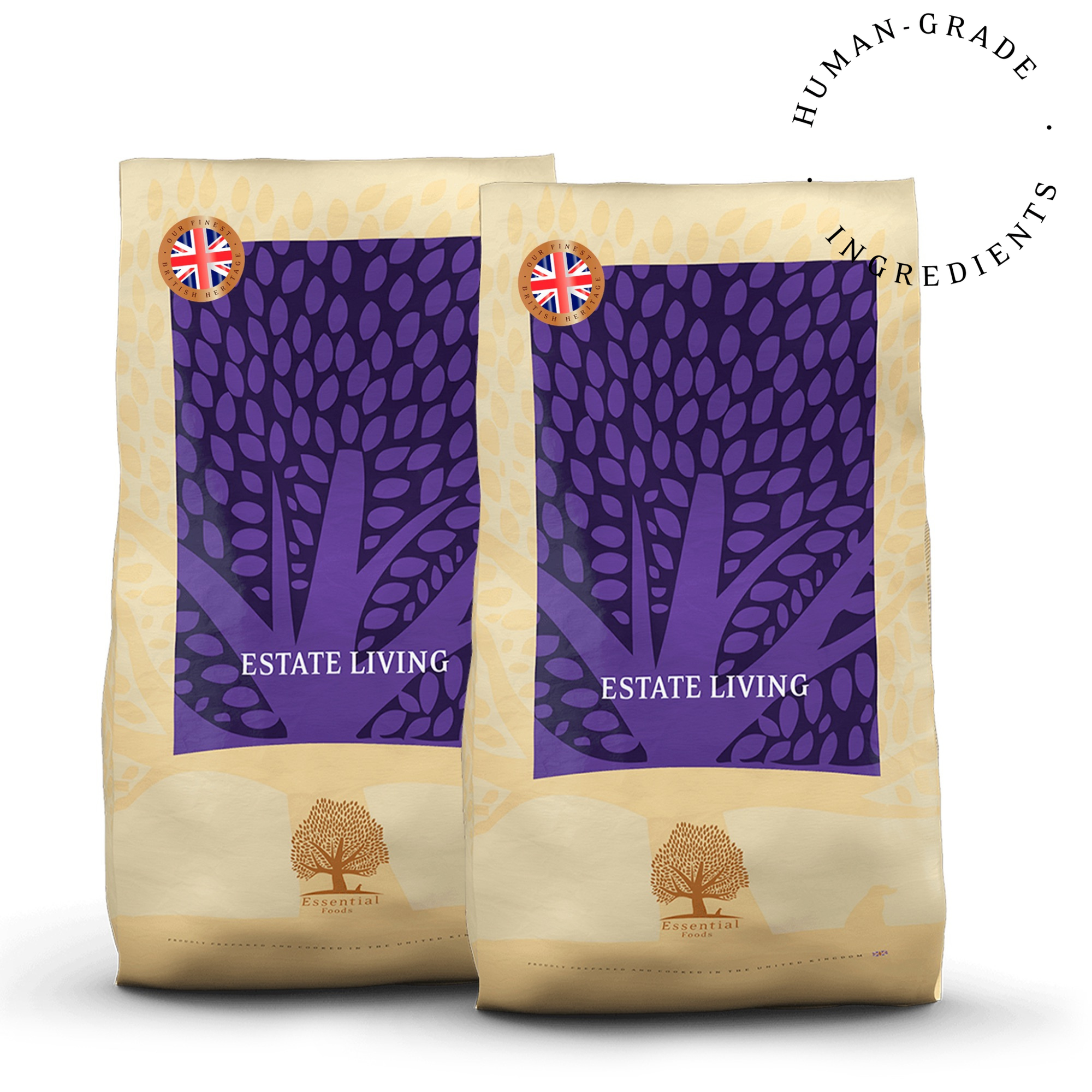 74% gaļas Britu jērs un Jorkšīras briedis, olas Super premium bezgraudu barība pieaugušiem suņiem ESTATE LIVING