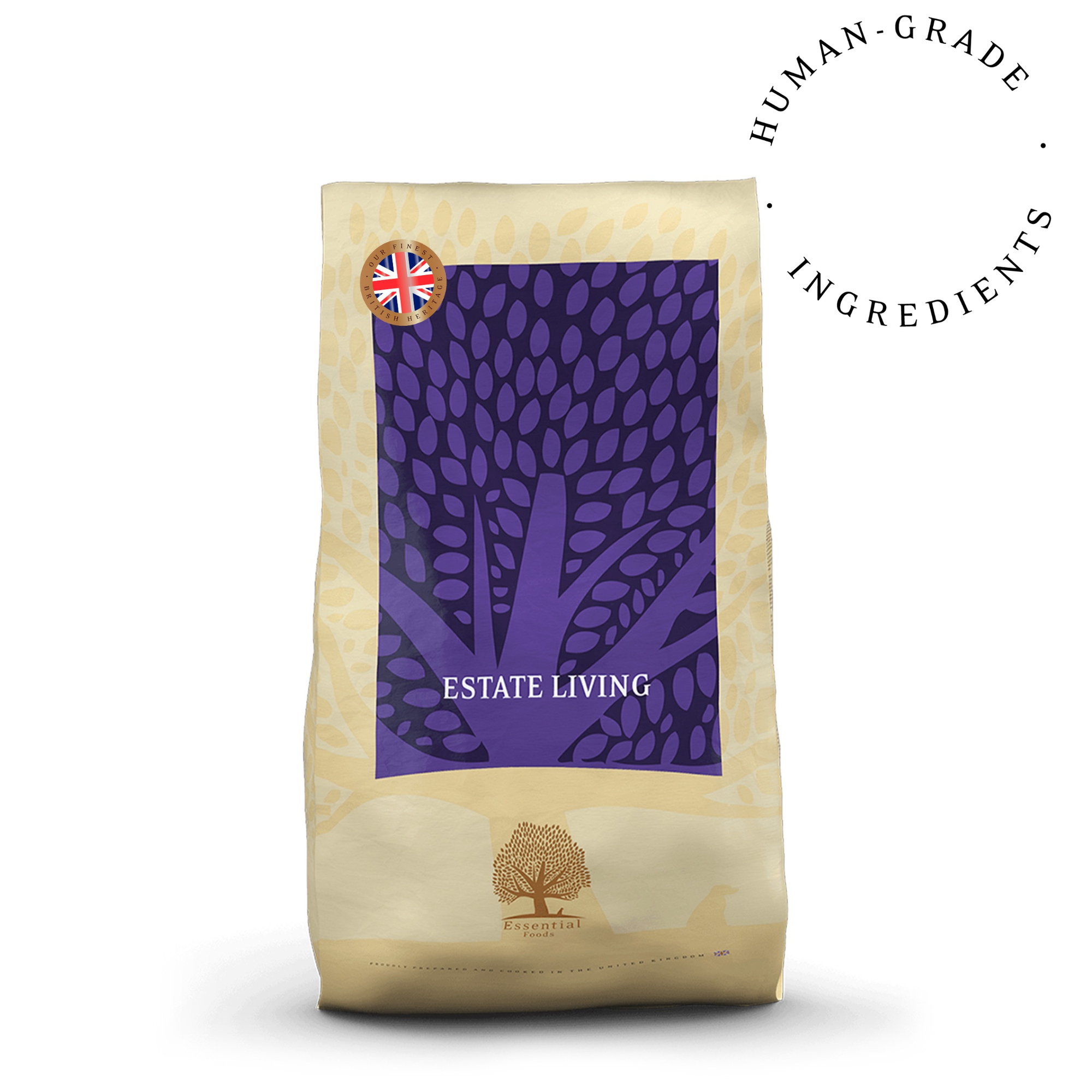 74% gaļas Britu jērs un Jorkšīras briedis, olas Super premium bezgraudu barība pieaugušiem suņiem ESTATE LIVING