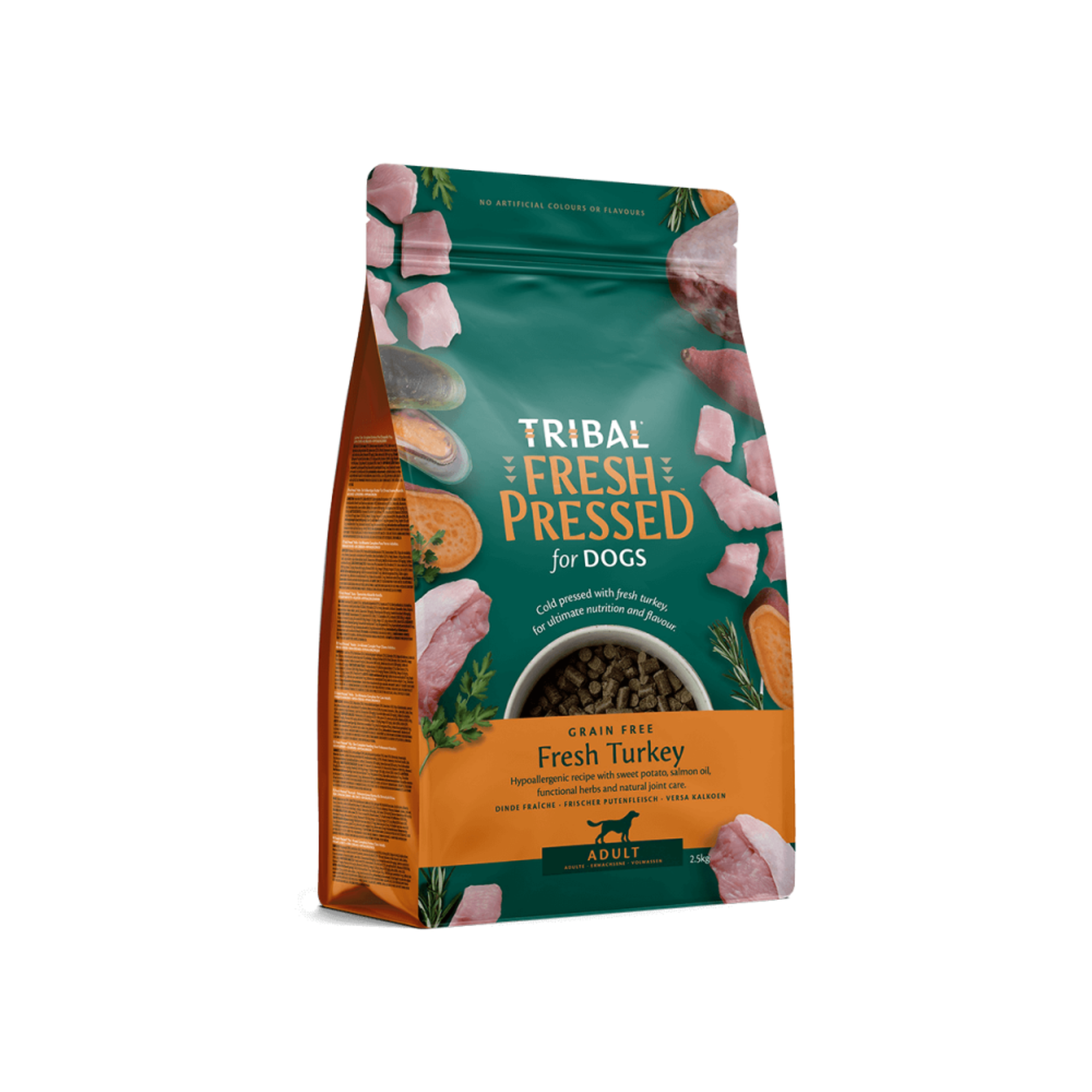 Svaigi spiesta bezgraudu barība ar Tītara gaļu Fresh pressed
