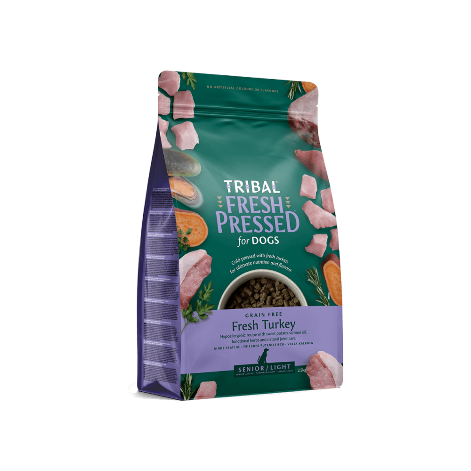 Svaigi spiesta bezgraudu barība suņiem ar lieko svaru un senioriem Fresh Pressed 2,5 kg