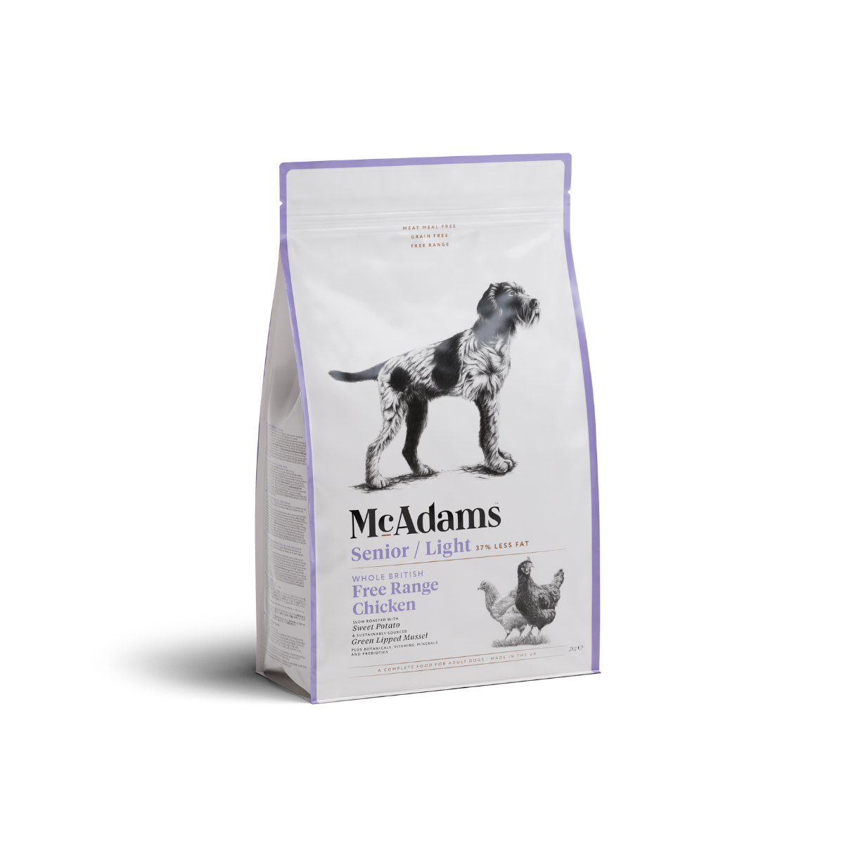 McAdams oven-baked feed with 50% free-range chicken meat for senior dogs and overweight dogs