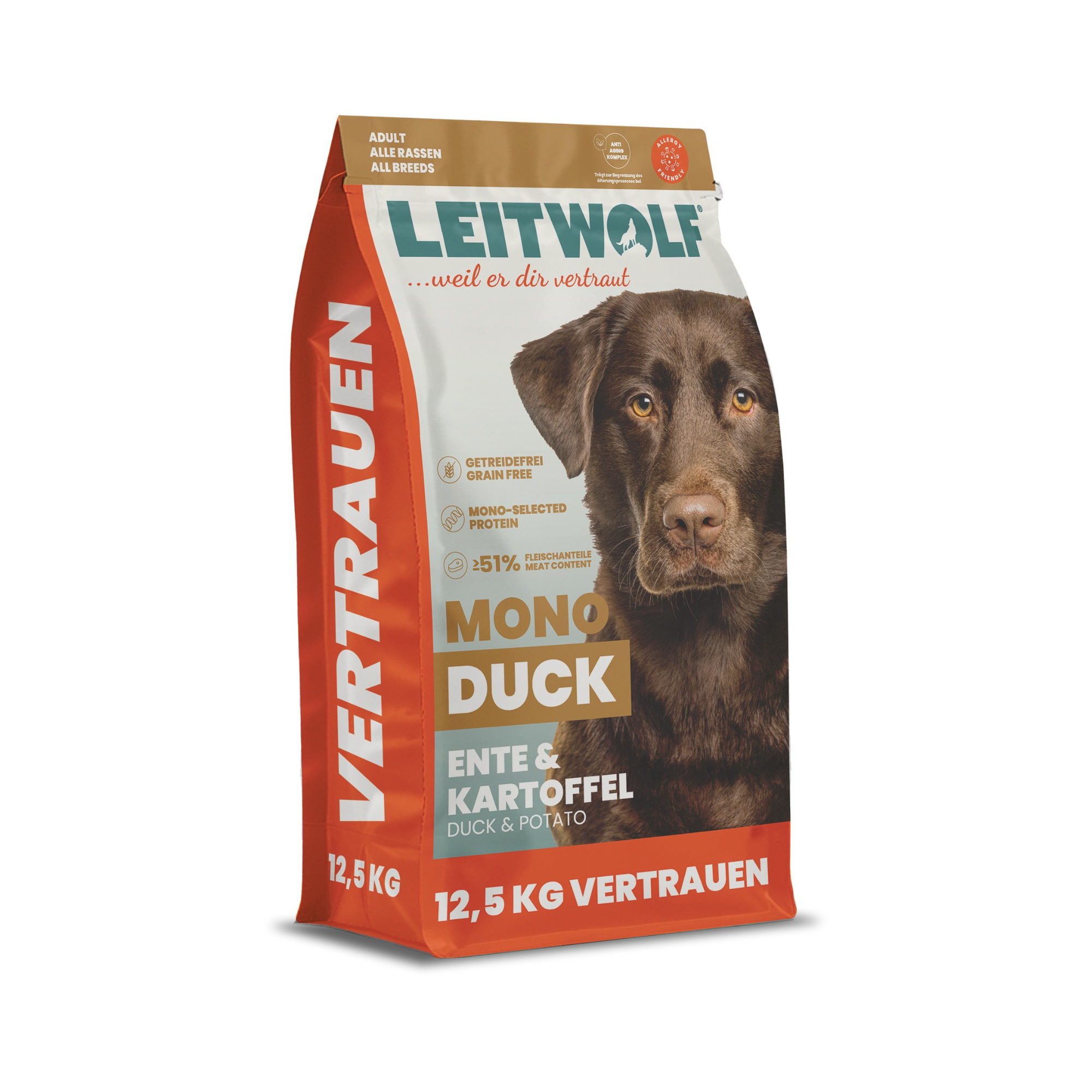 LEITWOLF pilnvērtīga hipoalerģiska barība pieaugušiem suņiem ar pīles gaļu SELECTED DUCK ADULT