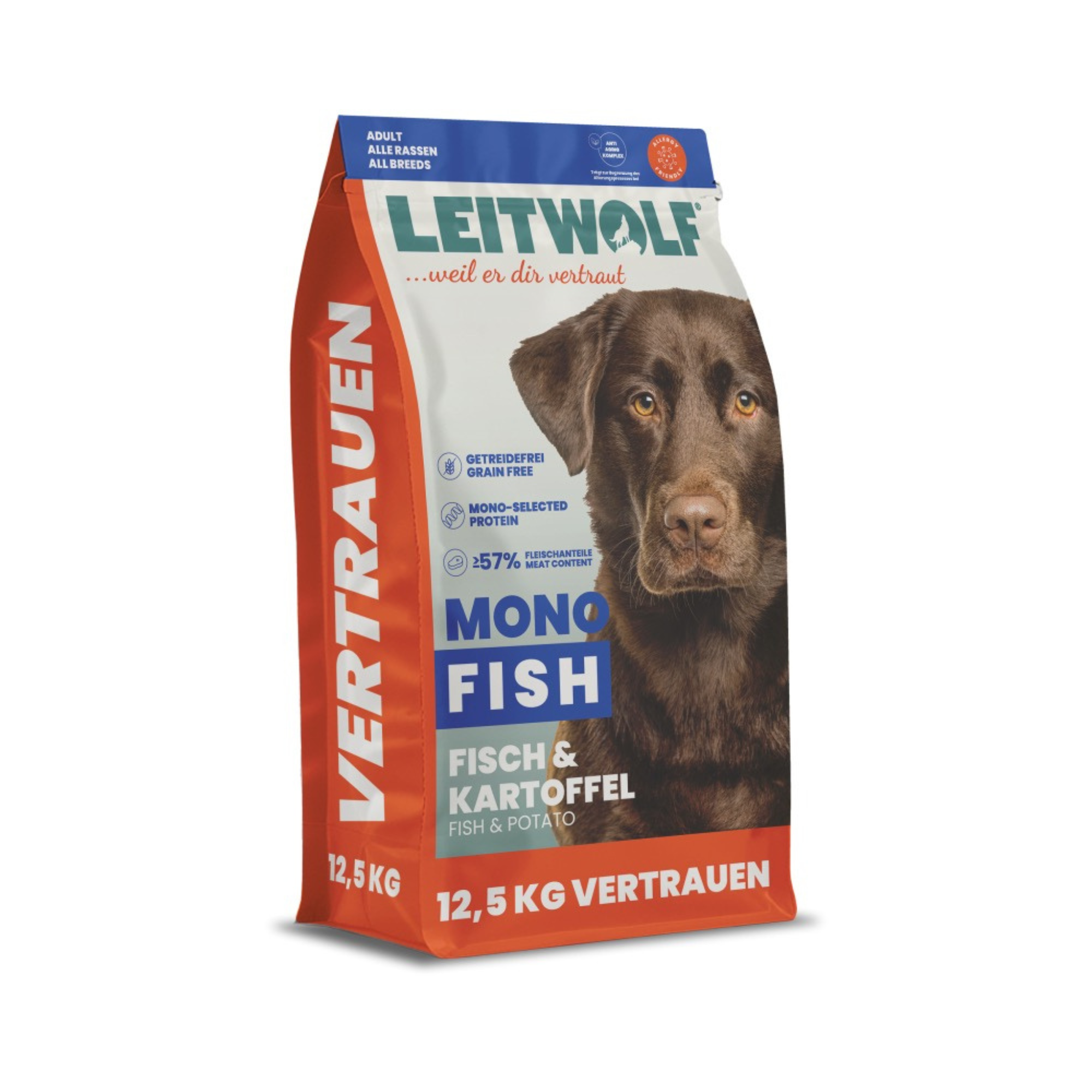 LEITWOLF MONO FISH pilnvērtīga hipoalerģiska barība pieaugušiem suņiem ar zivi SELECTED OCEAN FISH ADULT