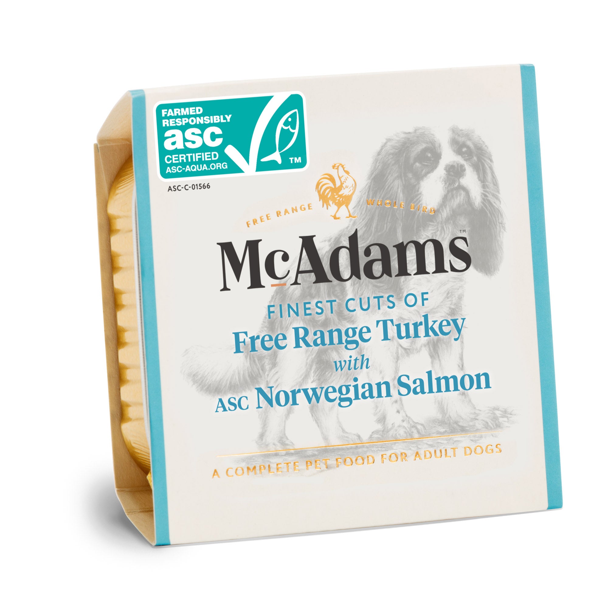 McAdams premium konservi ar brīvās turēšanas tītara gaļu un Norvēģijas lasi  150 g
