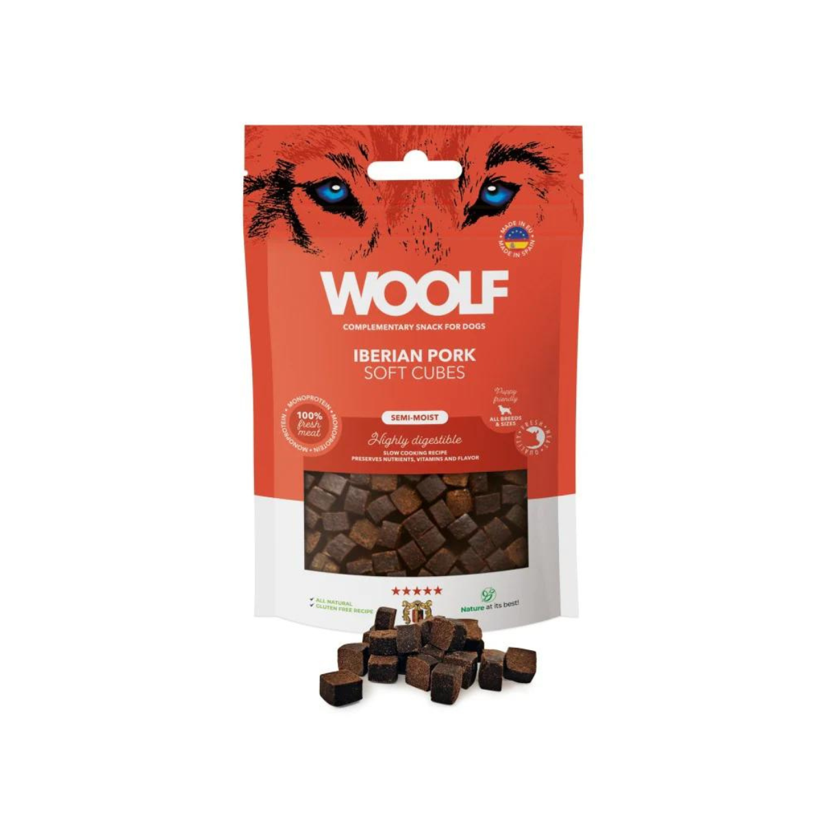 WOOLFSNACKS soft cubes with Iberian pork SOFT CUBES IBERIAN PORK