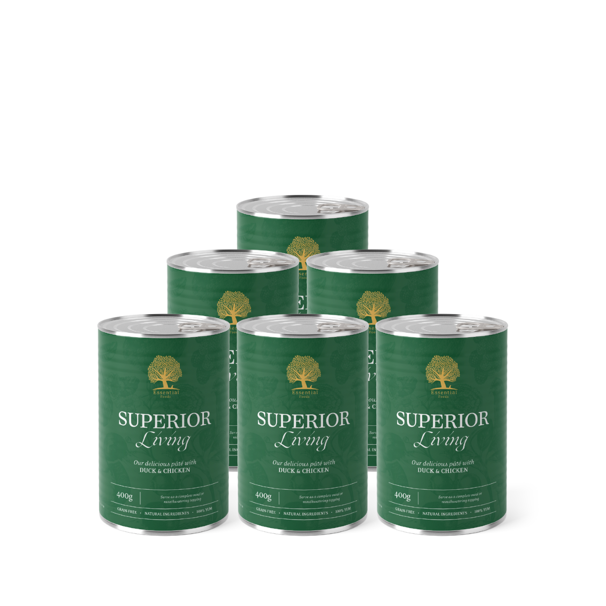 ESSENTIAL canned food for dogs with duck and chicken SUPERIOR LIVING 400 g
