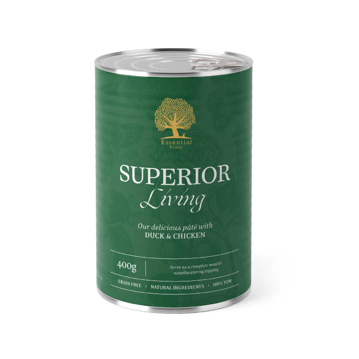 ESSENTIAL canned food for dogs with duck and chicken SUPERIOR LIVING 400 g