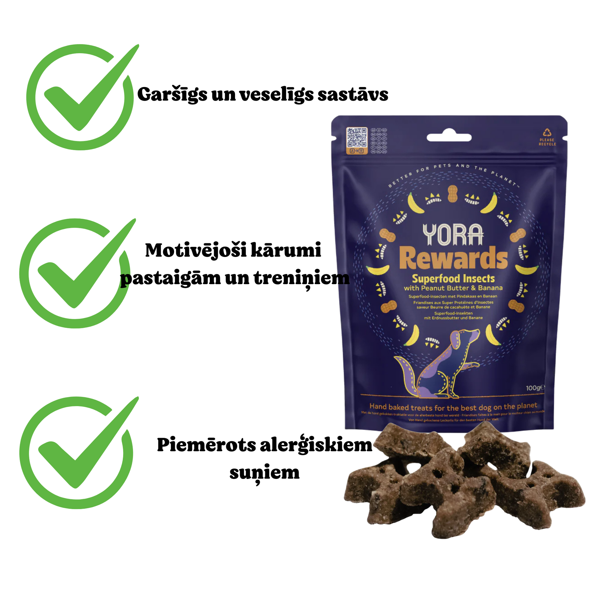 YORA motivācijas kārumi REWARDS ar zemesriekstu sviestu un banāniem 100g