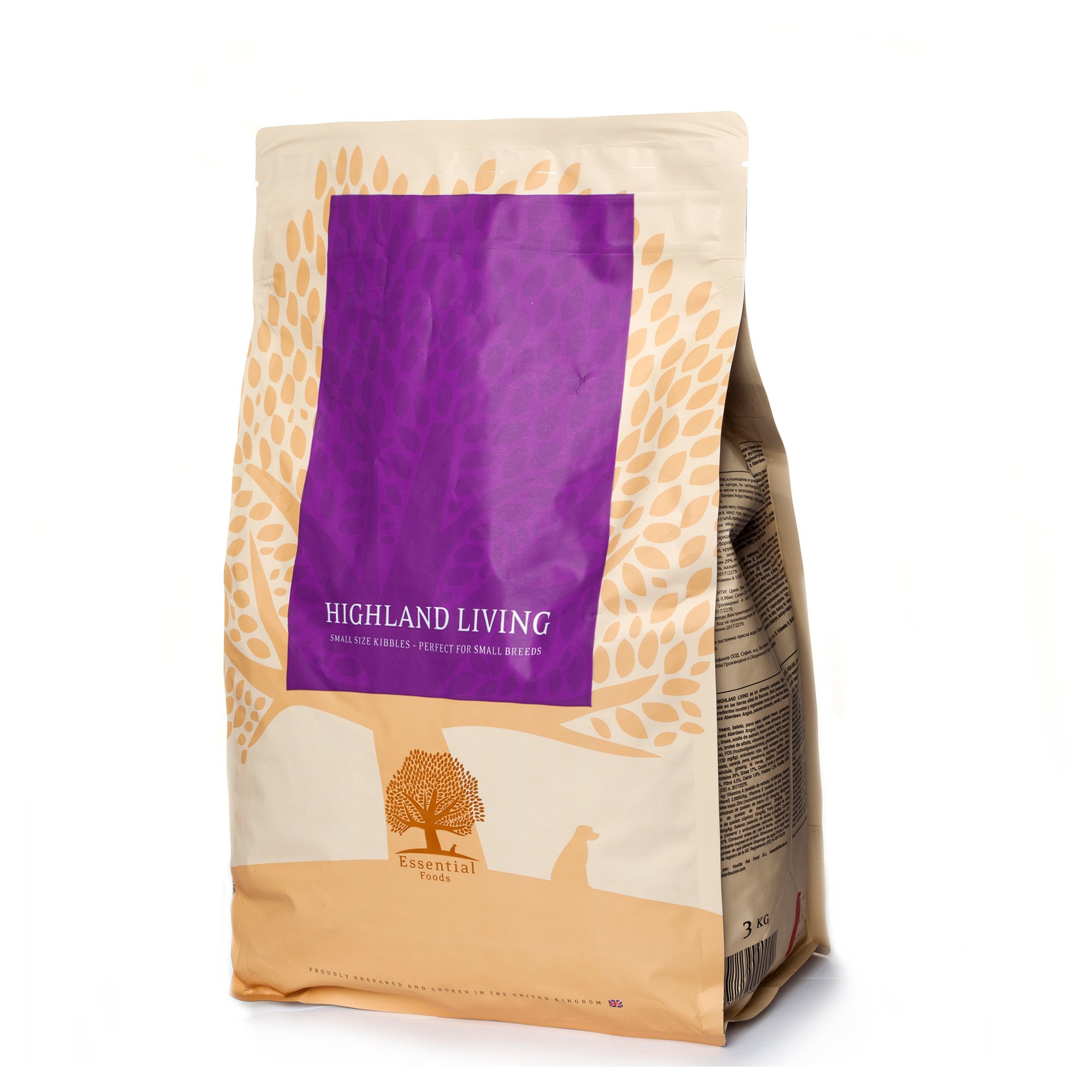 79% meat Norfolk turkey, Angus beef, pheasant, pigeon, duck, salmon, eggs Super premium dairy-free feed for adult dogs of small breeds weighing up to 15kg HIGHLAND LIVING