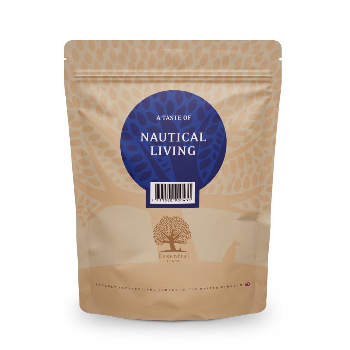 77% Scottish salmon, trout, herring, seasonal fish, eggs Super premium dairy-free food for adult dogs weighing over 15kg NAUTICAL LIVING