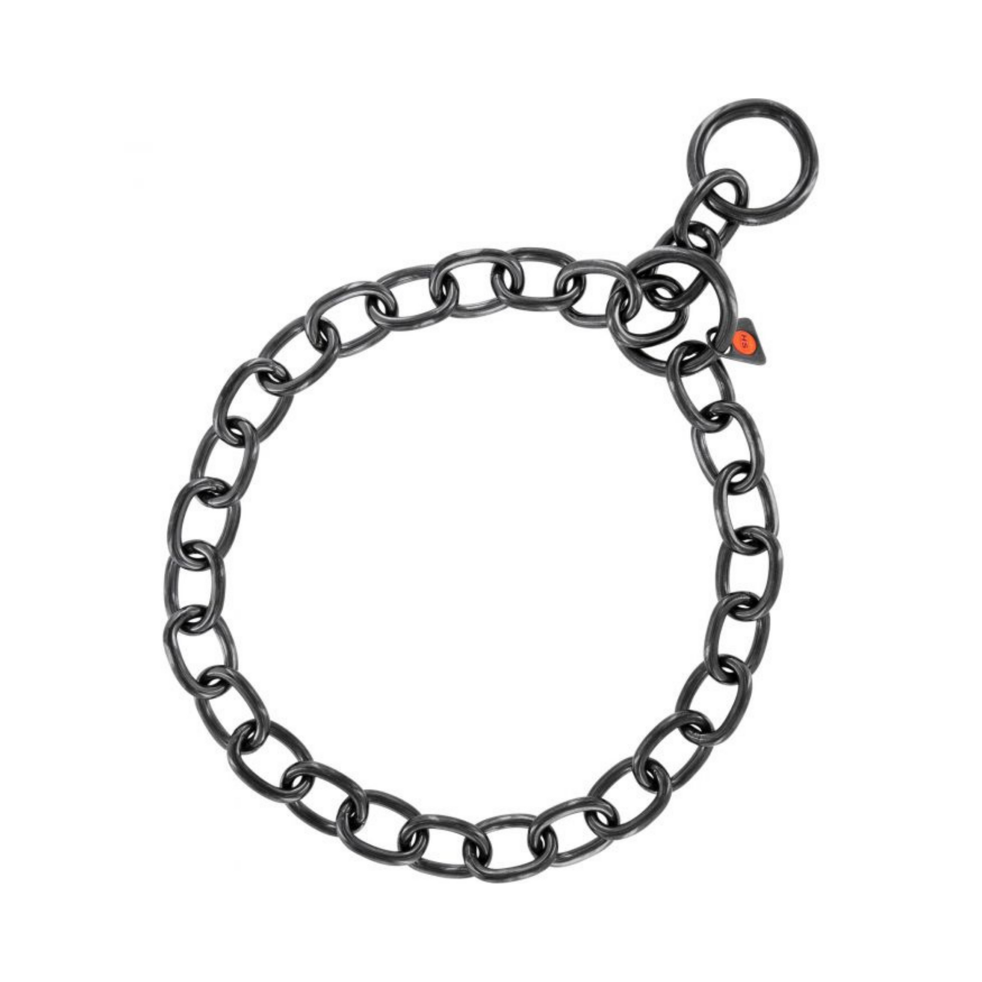 Black German-made neck chains for dogs made of stainless steel