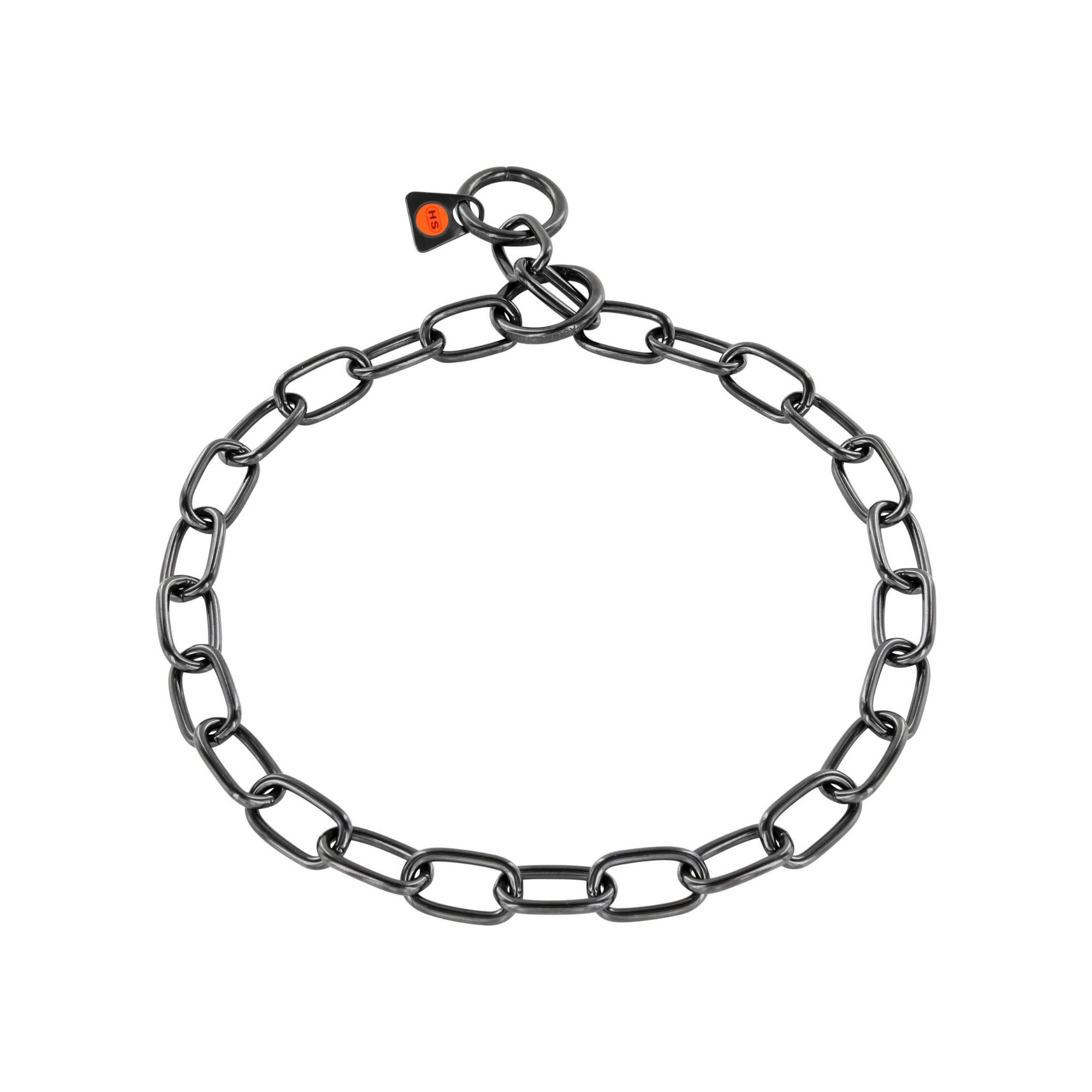 Black German-made neck chains for dogs made of stainless steel