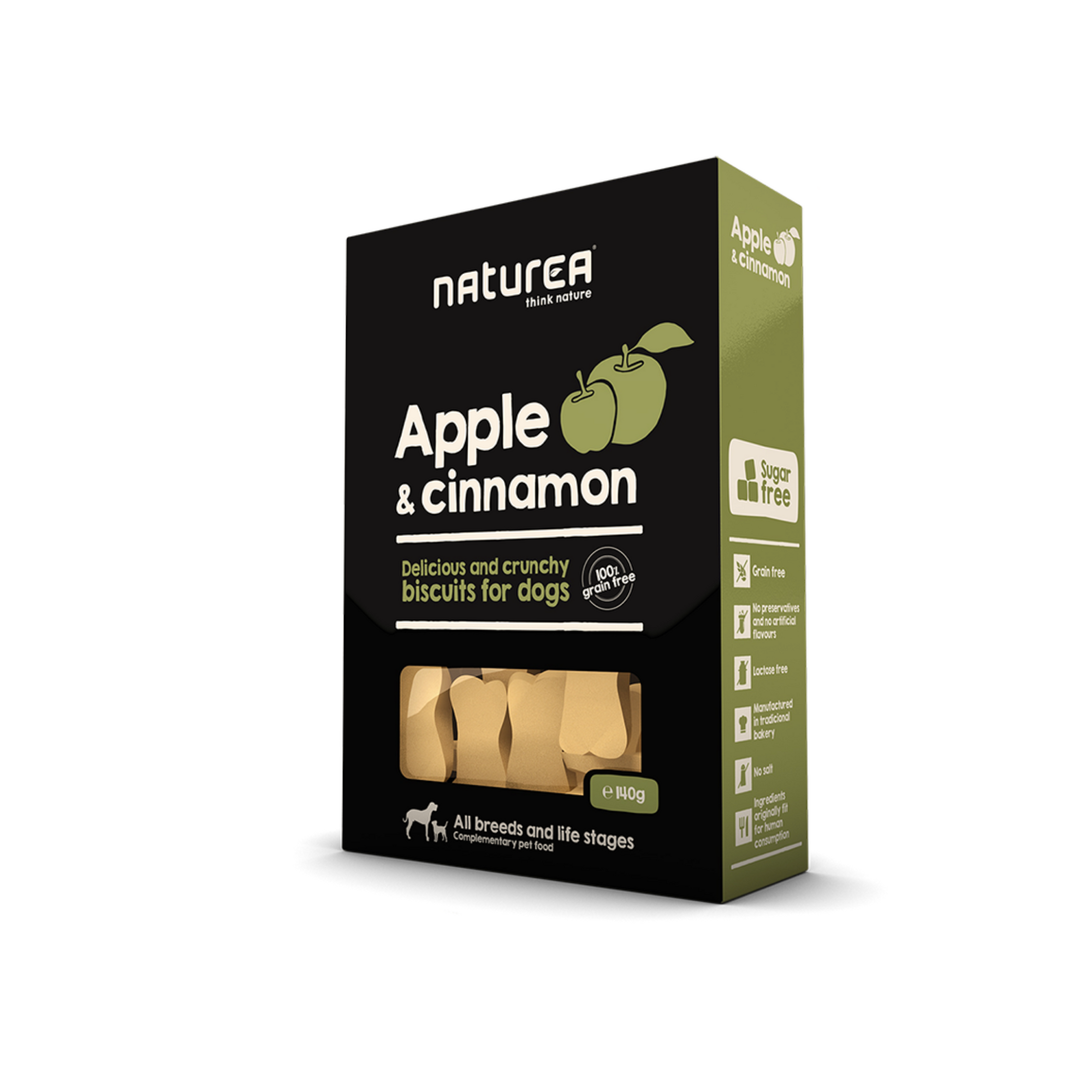 Delicious dog biscuits with apple and cinnamon flavor