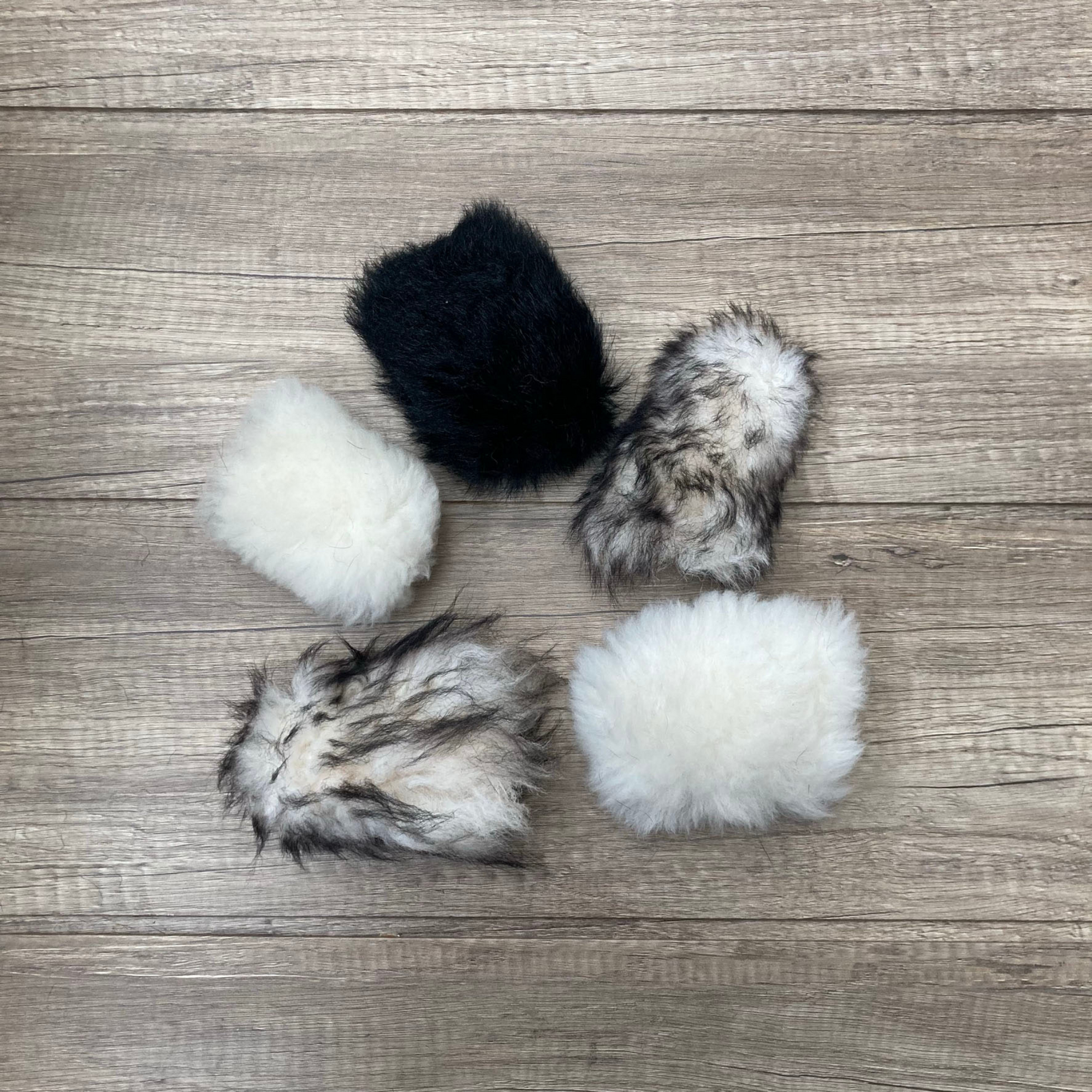 Toys for cats made of natural rabbit and sheepskin